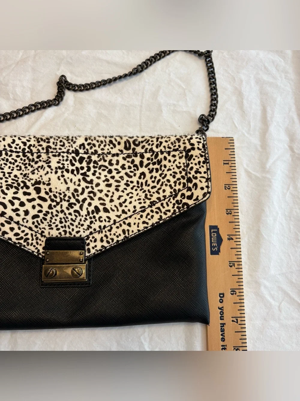 J. Crew Snow Leopard Print Genuine Calf Hair & Faux Leather Clutch/Shoulder Bag